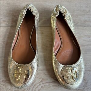 Tory Burch Metallic Gold Loafers